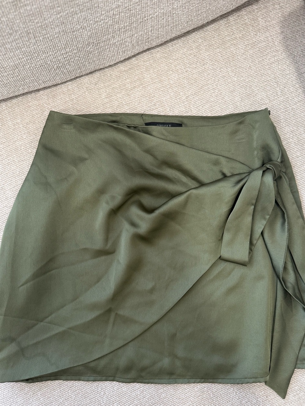Forever 21 Olive Green Wrap Tie Mini Skirt